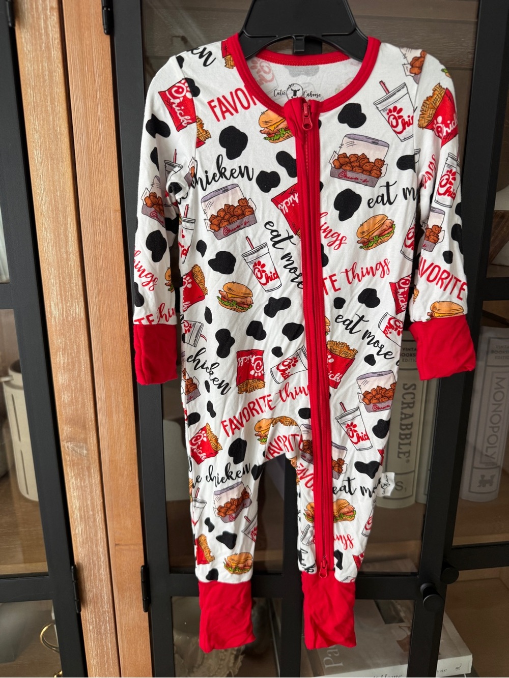 Bamboo Fast Food zippy footies chickfila nuggets baby unisex CFA cow wafflefries